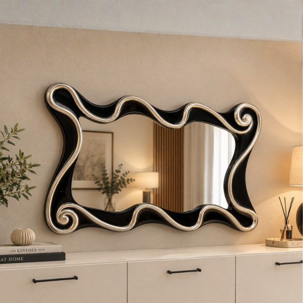 Espejo decorativo ONDAS negro y...