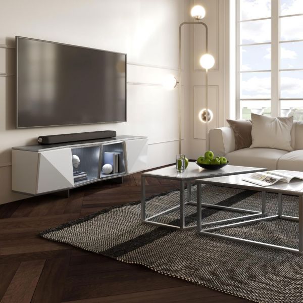 Mueble TV diseño moderno blanco BADRA