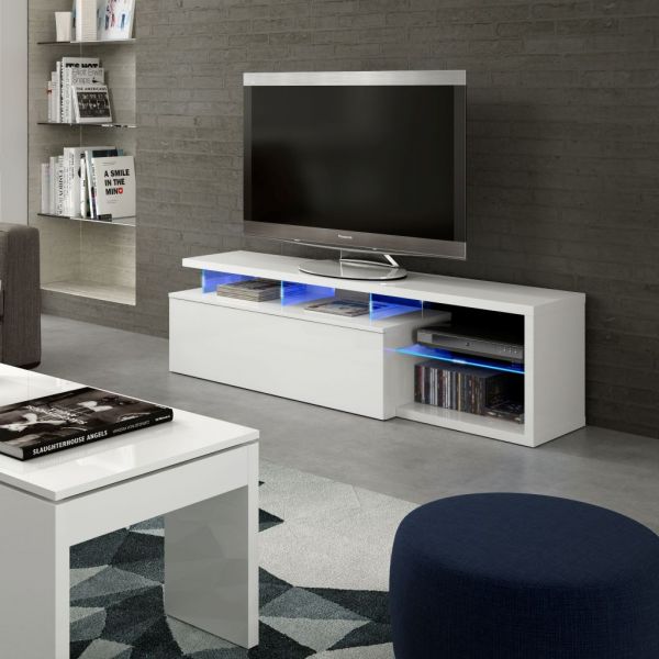 Mueble TV con led´s blanco brillo 150...