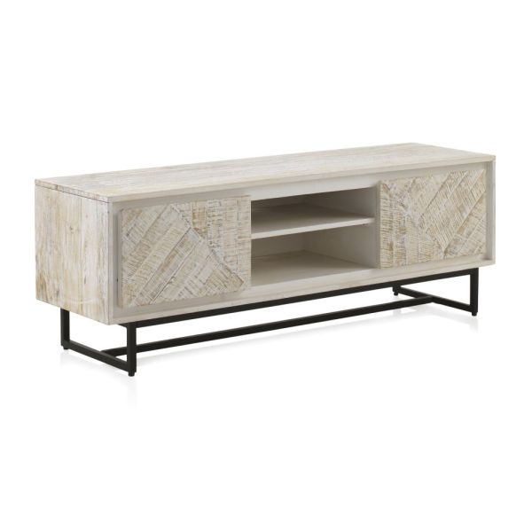 Mueble tv madera blanco patinado 140...